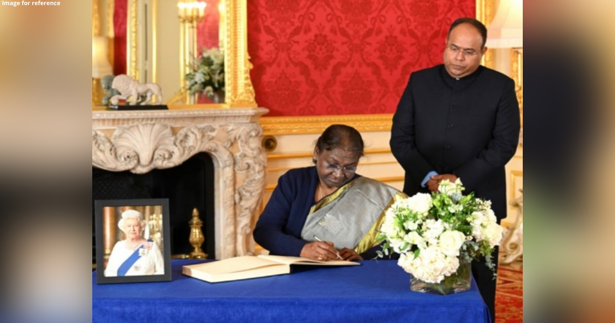 President Murmu signs condolence book for Queen Elizabeth II at Lancaster House in London